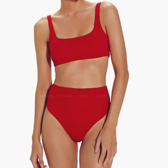 ViX Firenze Zuri Top and Bela Hot Pants Bottom Bikini Set in Red Top M Bottom S - Picture 5 of 16